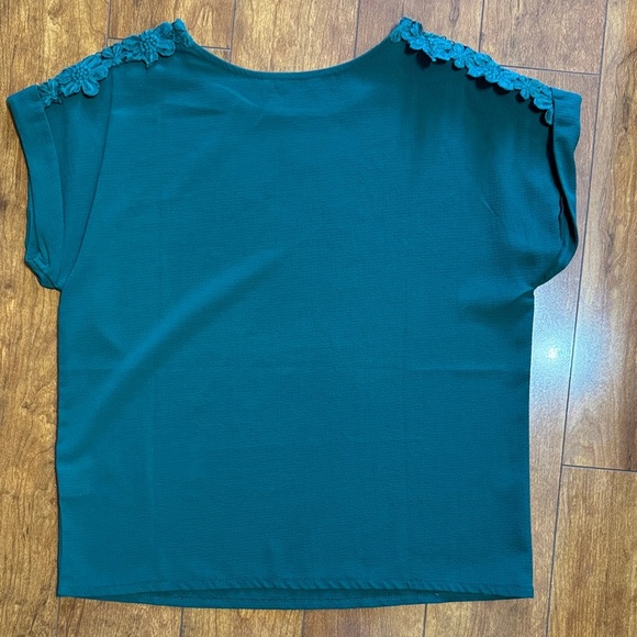 SHEIN Teal Blouse with Floral Shoulder Details - Picture 4 of 4